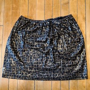 Leopard print metallic mini skirt